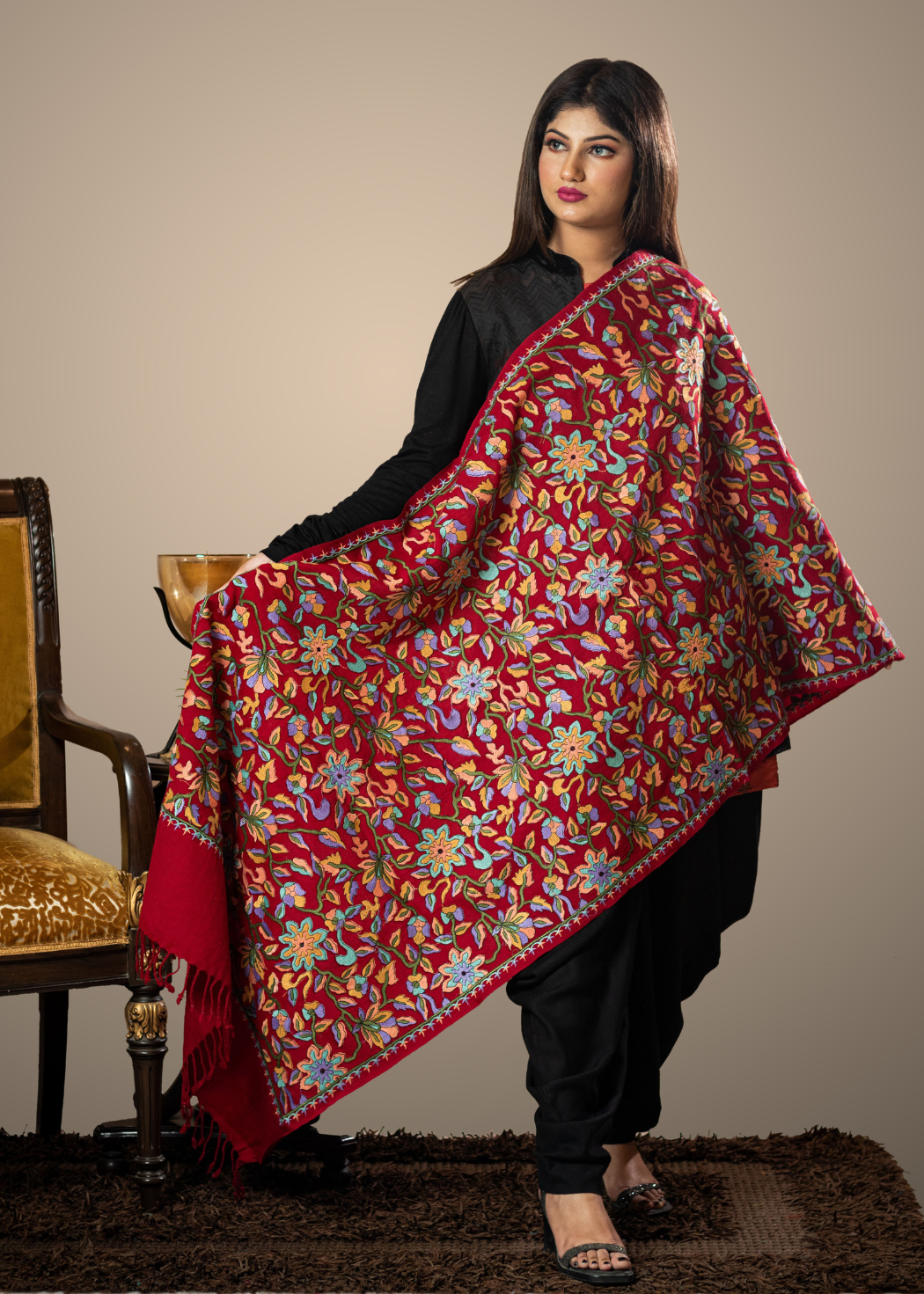 Masudh women's multicoloured floral stole