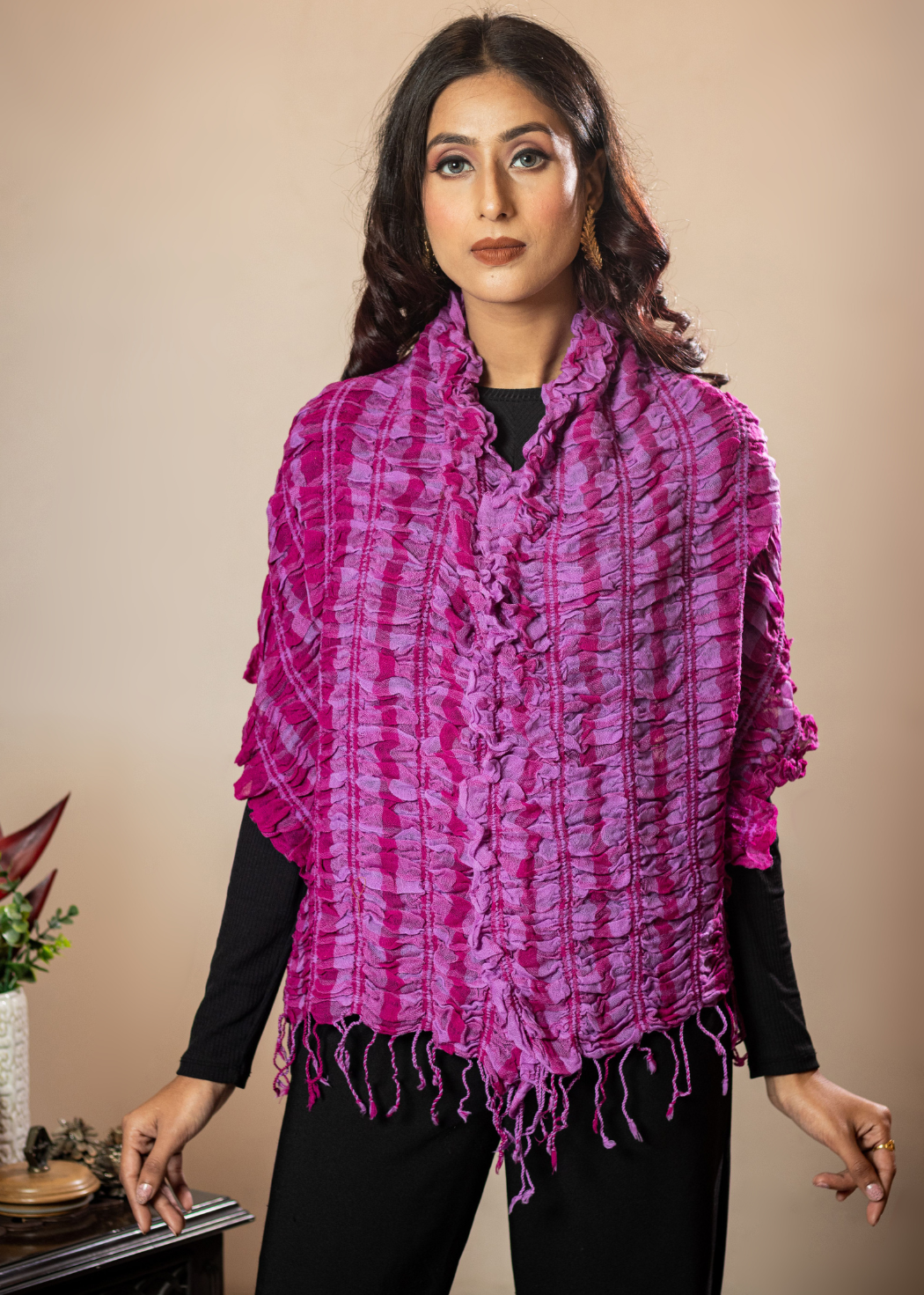 Masudh stretchable fashionable scarf, lilac and pink