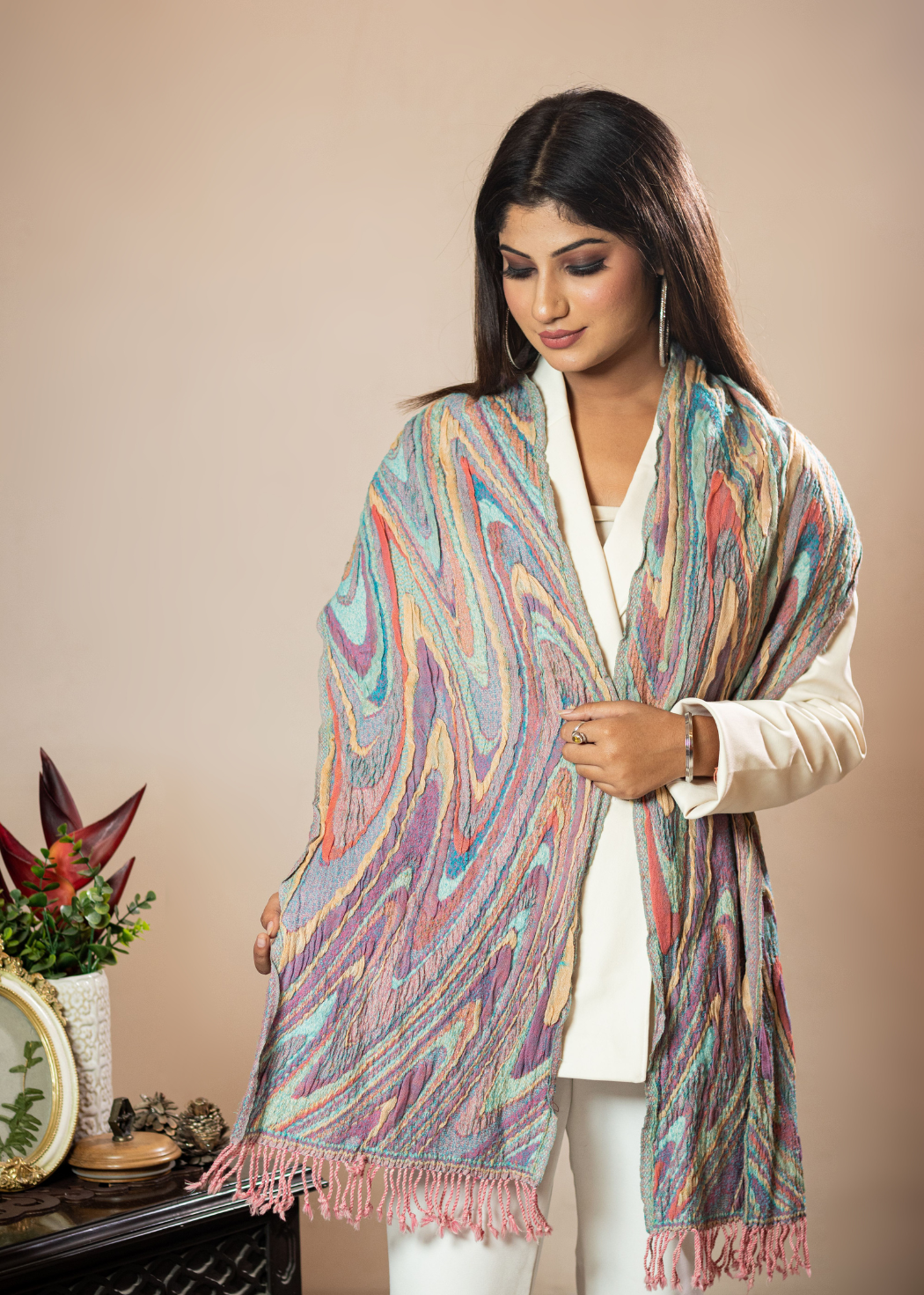 Masudh stretchable fashionable scarf, pastel colours