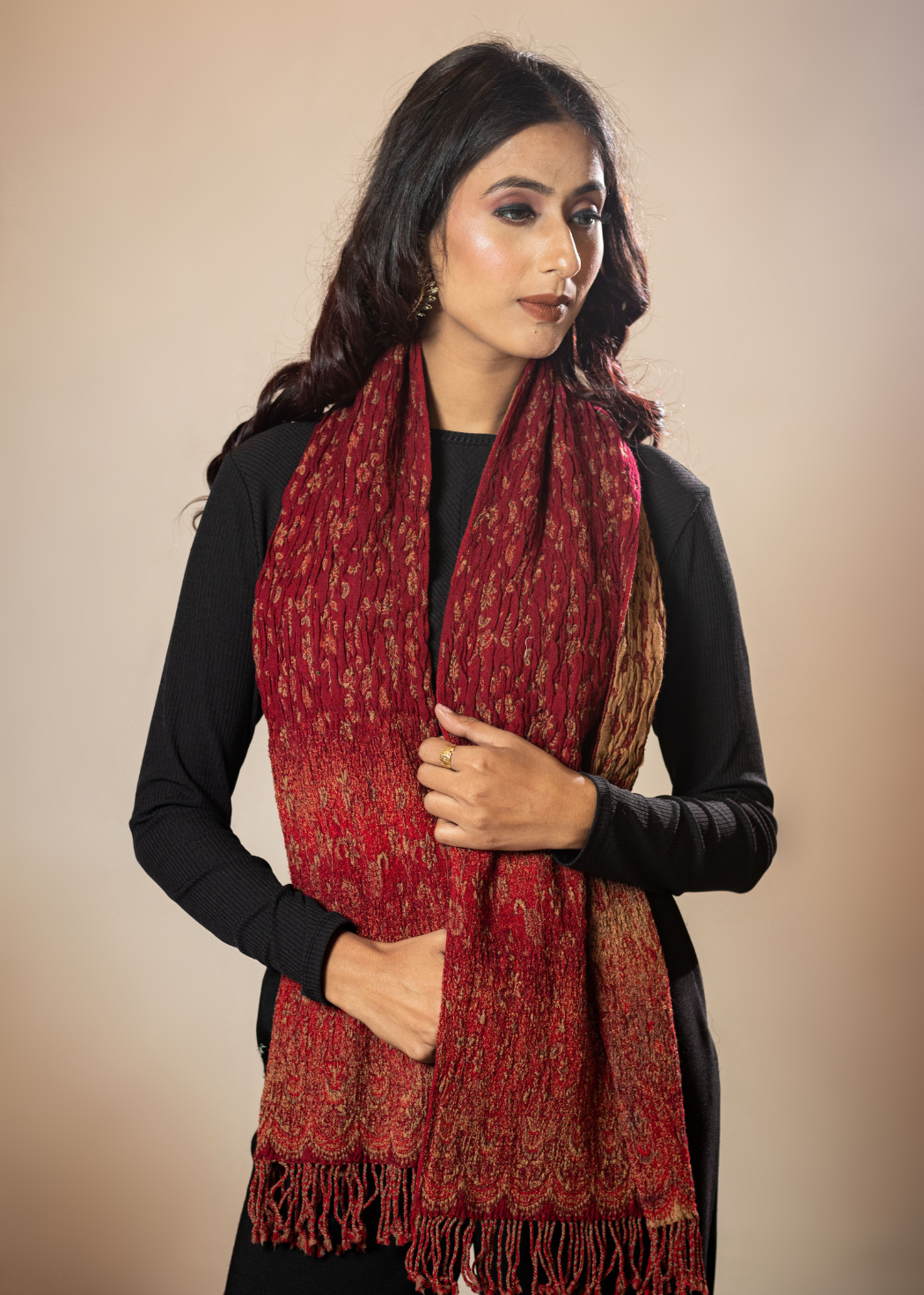 Masudh stretchable fashionable scarf, red