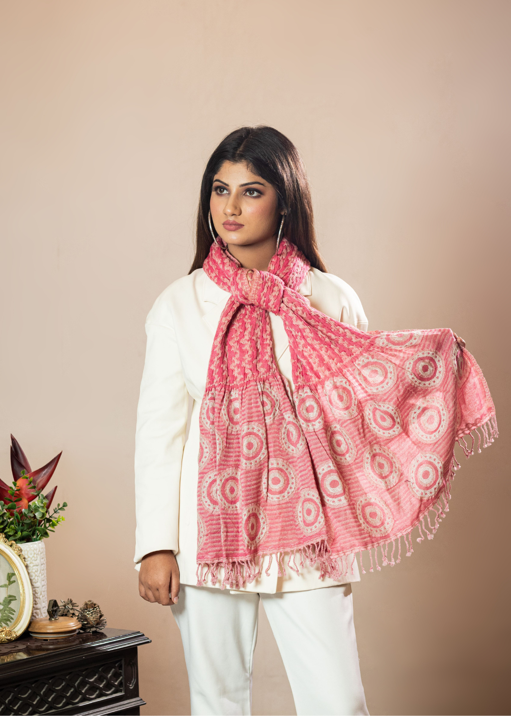 Masudh stretchable fashionable scarf, rosy pink