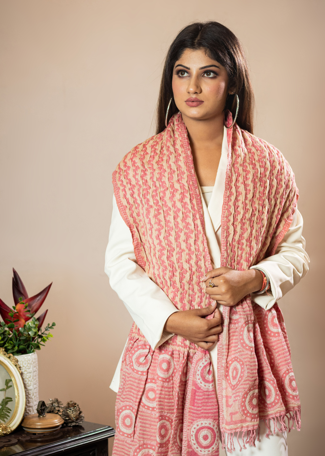 Masudh stretchable fashionable scarf, rosy pink