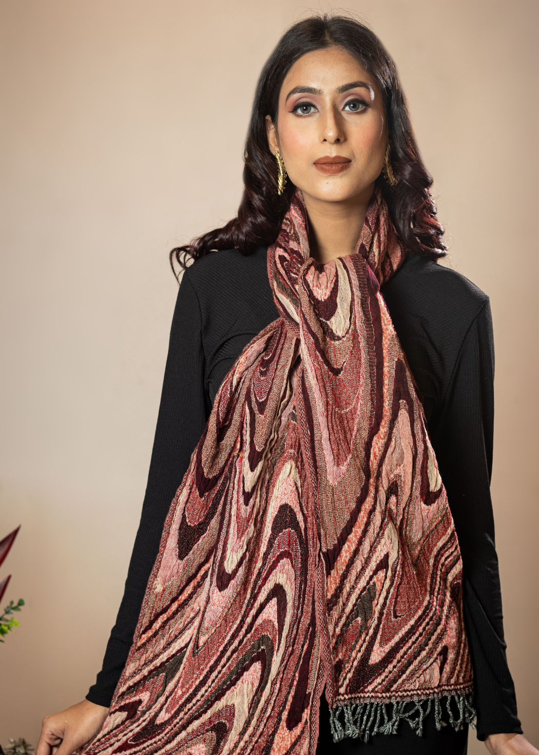 Masudh stretchable fashionable scarf, cherry