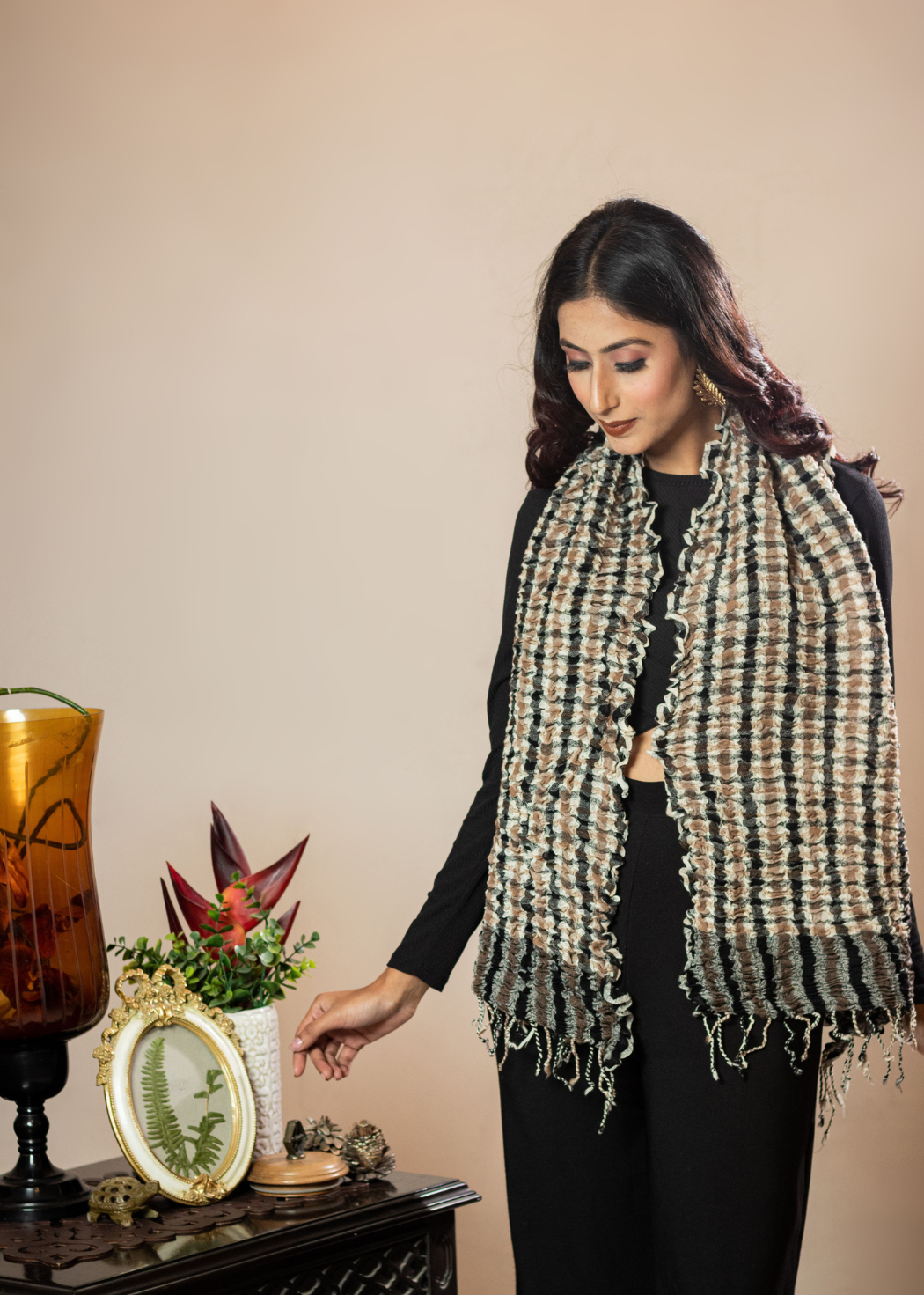 Masudh stretchable fashionable scarf, coffee