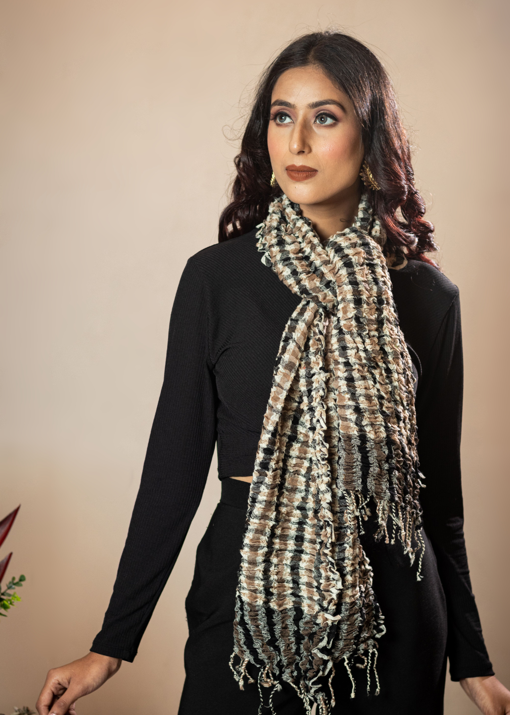 Masudh stretchable fashionable scarf, coffee