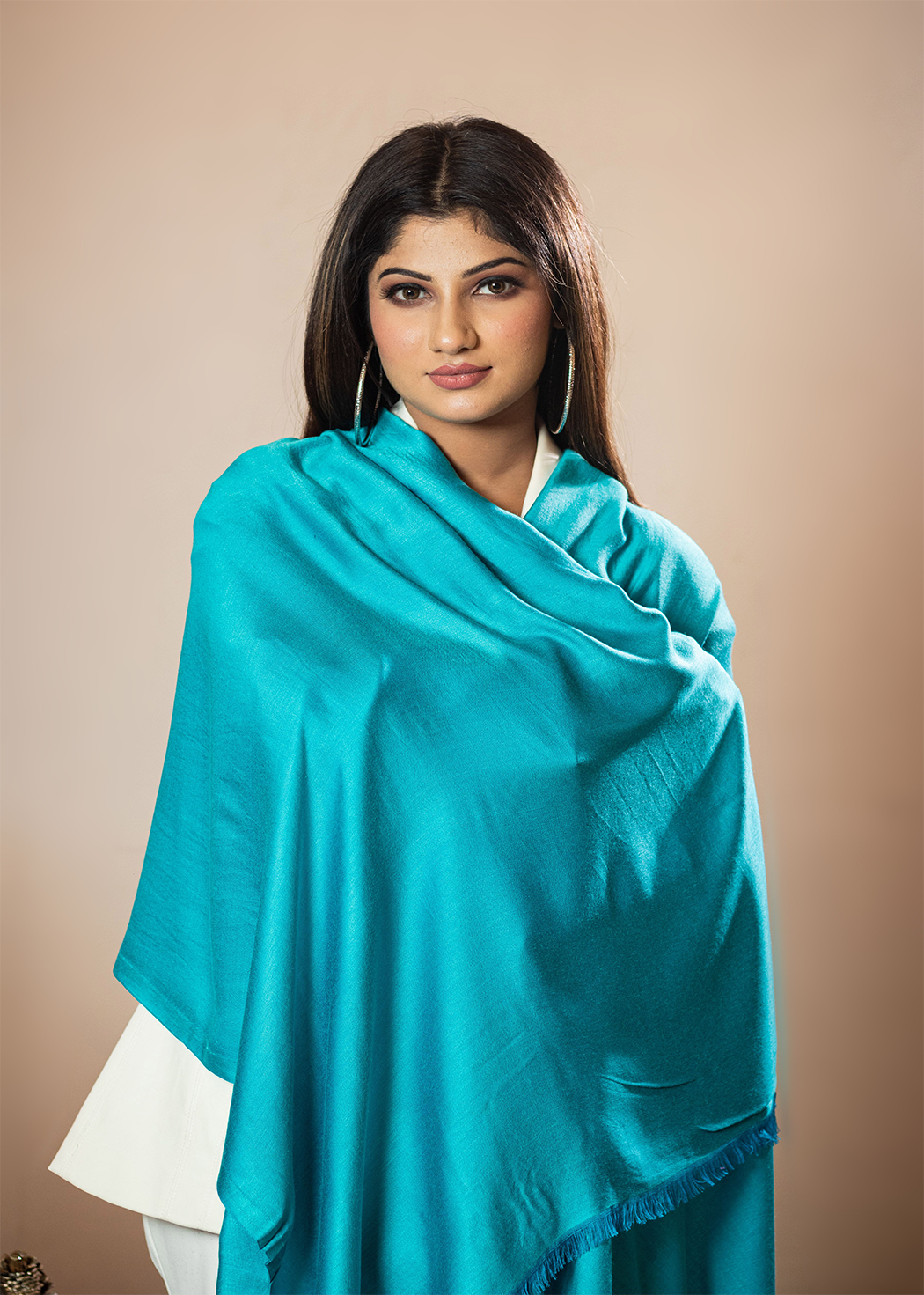 Masudh unisex light & dark turquoise blue double faced stole